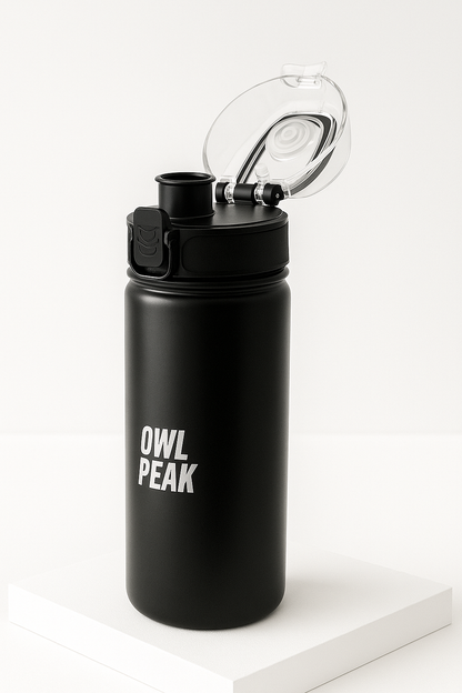OwlPeak Sports Bottle 750ml – Matte Black | Limited Edition Hydration