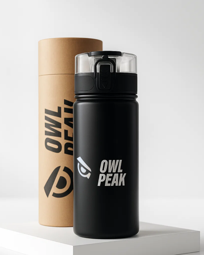 OwlPeak Sports Bottle 750ml – Matte Black | Limited Edition Hydration